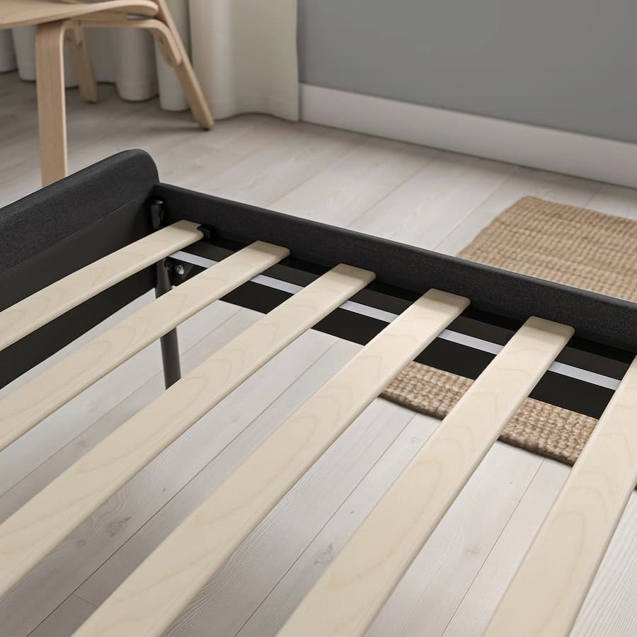قاب تخت روکش دار خاکستری تیره سایز 160×200 سانتی متر ایکیا مدل SLATTUM — تصویر ۴