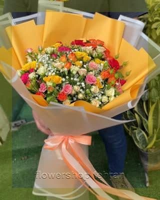 دسته گل پاییزی برای تولد شیک و جمعوجور برای سورپرایز در محل کار یا خانه