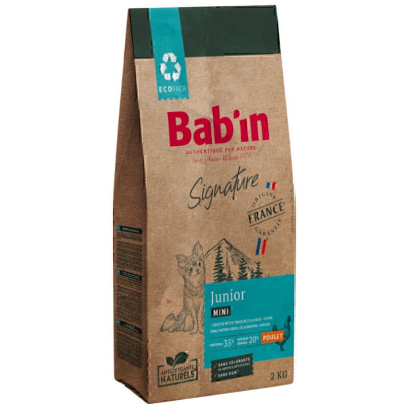 غذای خشک توله سگ نژاد کوچک با طعم مرغ بابین Babin Mini Junior With Chicken وزن 2 کیلوگرم — تصویر ۲