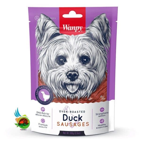 تشویقی سوسیسی سگ ونپی با طعم اردک Wanpy duck sausages وزن ۱۰۰ گرم
