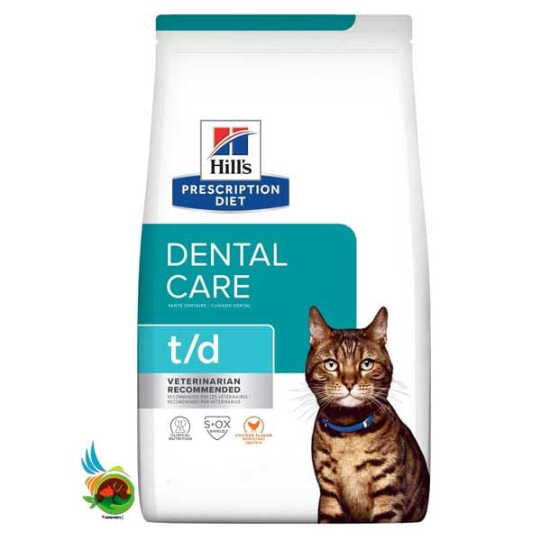 غذای خشک گربه بالغ دنتال هیلز با طعم مرغ Hill’s dental care t/d with chicken وزن 1.5 کیلوگرم