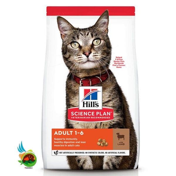 غذای خشک گربه هیلز با طعم بره Hill’s science plan adult with lamb وزن 3 کیلوگرم — تصویر ۲