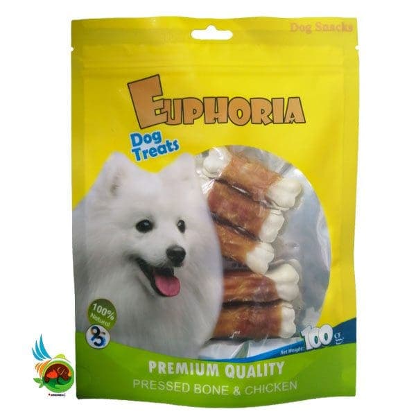 تشویقی سگ ایفوریا با طعم مرغ مدل استخوان دور پیچ Euphoria dog treats with chicken بسته 6 عددی