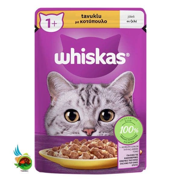 پوچ گربه بالغ ویسکاس با طعم مرغ در ژله Whiskas with chicken in jelly وزن ۸۵ گرم — تصویر ۲