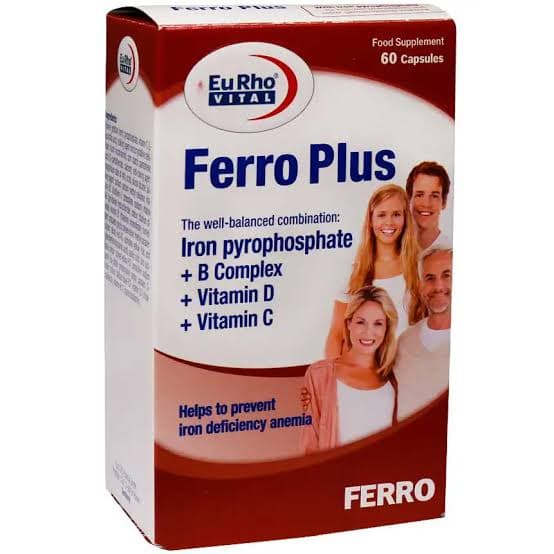 کپسول مکمل فروپلاس یوروویتال / Eurho Vital مناسب برای درمان کمخونی فقر آهن و رفع خستگی بسته 60 عددی — تصویر ۳
