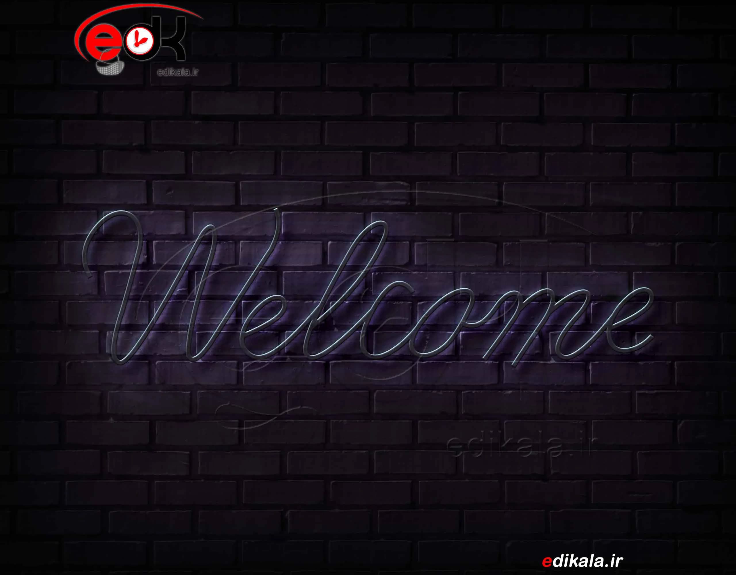 تابلو نئون طرح welcome شماره 1 در ابعاد مختلف +آداپتور+ فایل کورل اماده برش — تصویر ۳