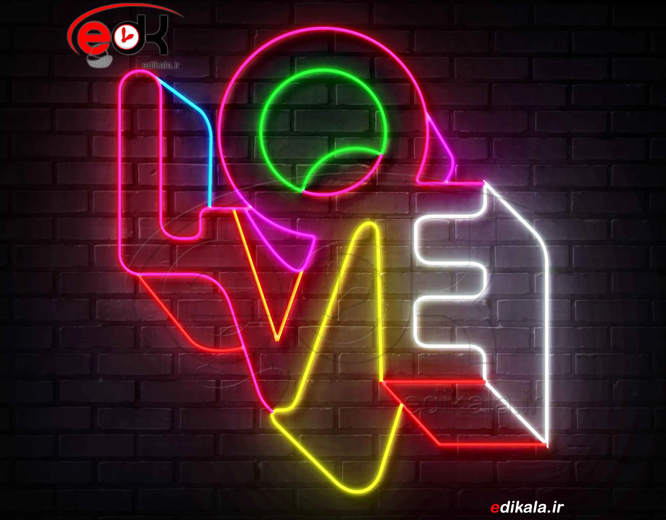 تابلو نئون طرح love شماره 8 در ابعاد مختلف +آداپتور+ فایل لایه باز — تصویر ۵