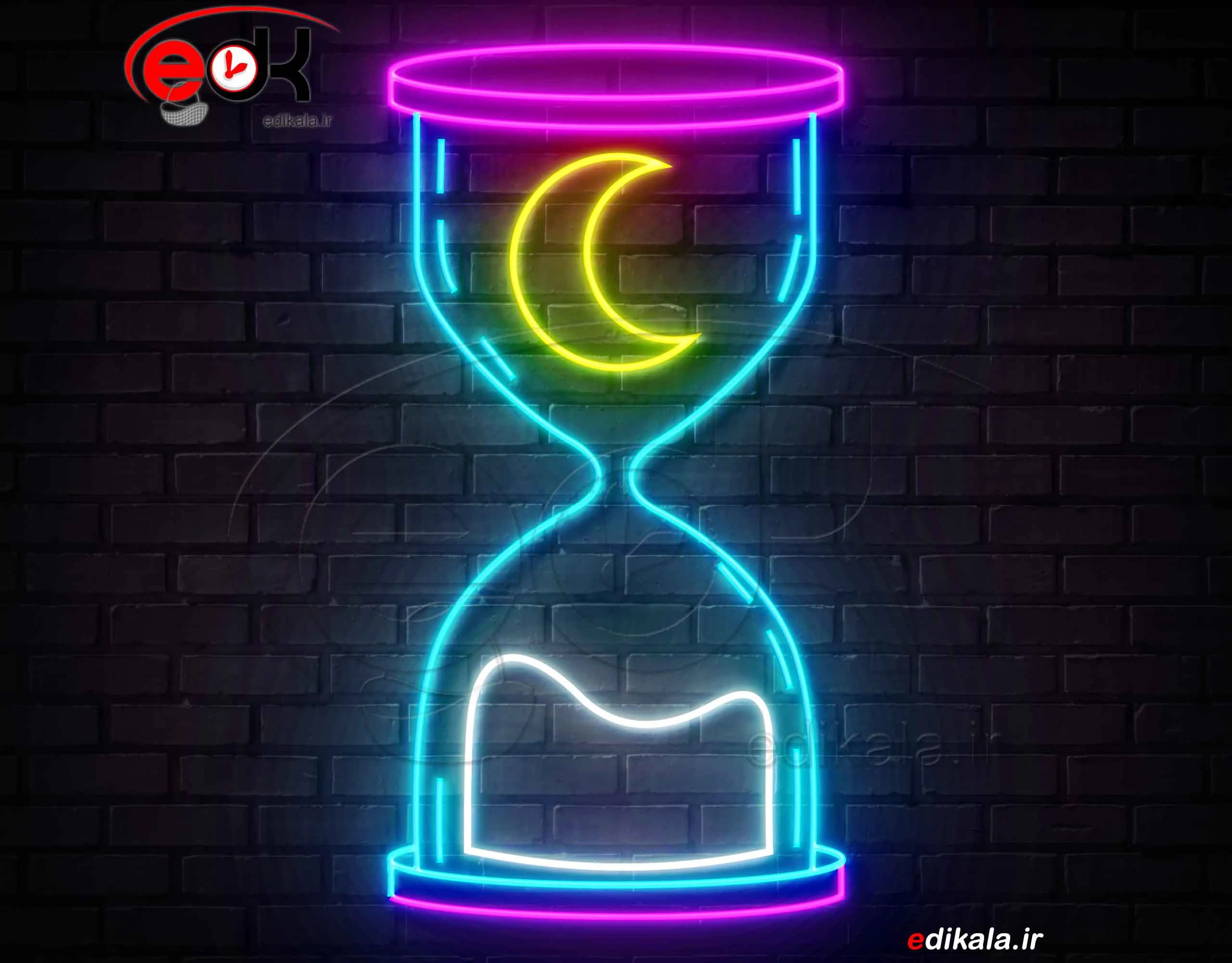 تابلو نئون طرح ساعت شنی شماره 1 در ابعاد مختلف +آداپتور+ فایل لایه باز