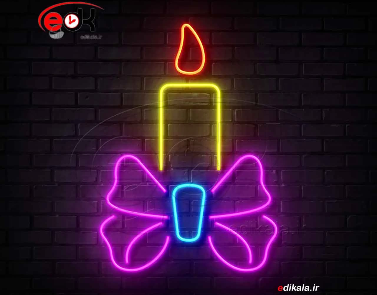 تابلو نئون طرح شمع شماره 1 در ابعاد مختلف +آداپتور+ فایل لایه باز — تصویر ۲