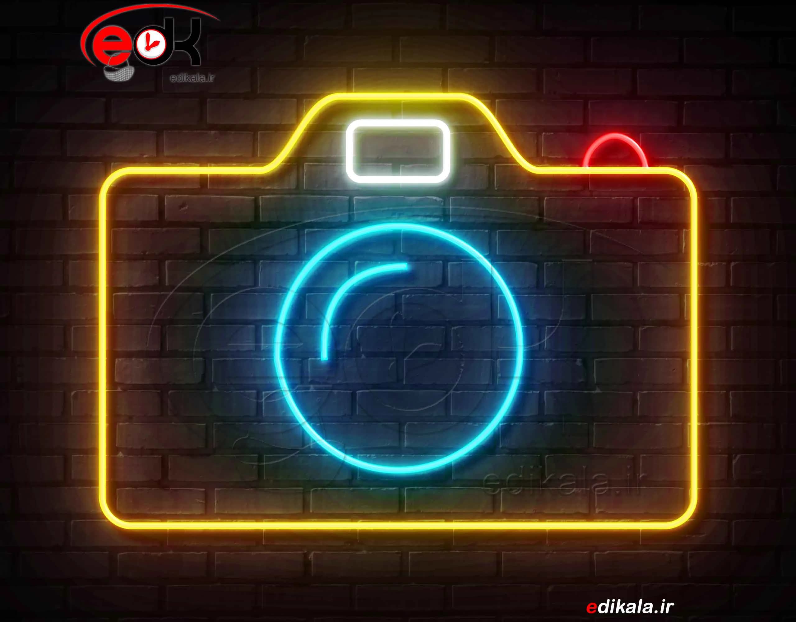 تابلو نئون طرح دوربین شماره 2 در ابعاد مختلف +آداپتور+ فایل لایه باز — تصویر ۲