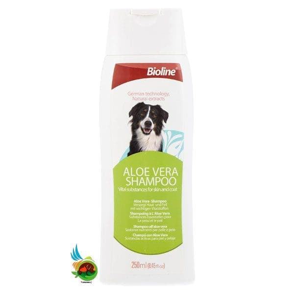شامپو و نرم کننده بایولاین مخصوص سگ حاوی آلوئه ورا Bioline aloe vera shampoo حجم ۲۵۰ میلی لیتر — تصویر ۲