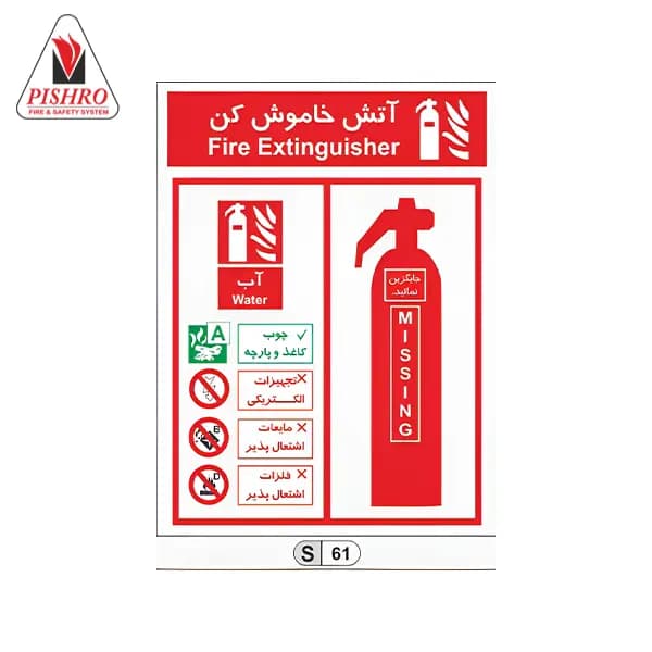 تابلو شناسایی کپسول آتش نشانی آب و گاز — تصویر ۲