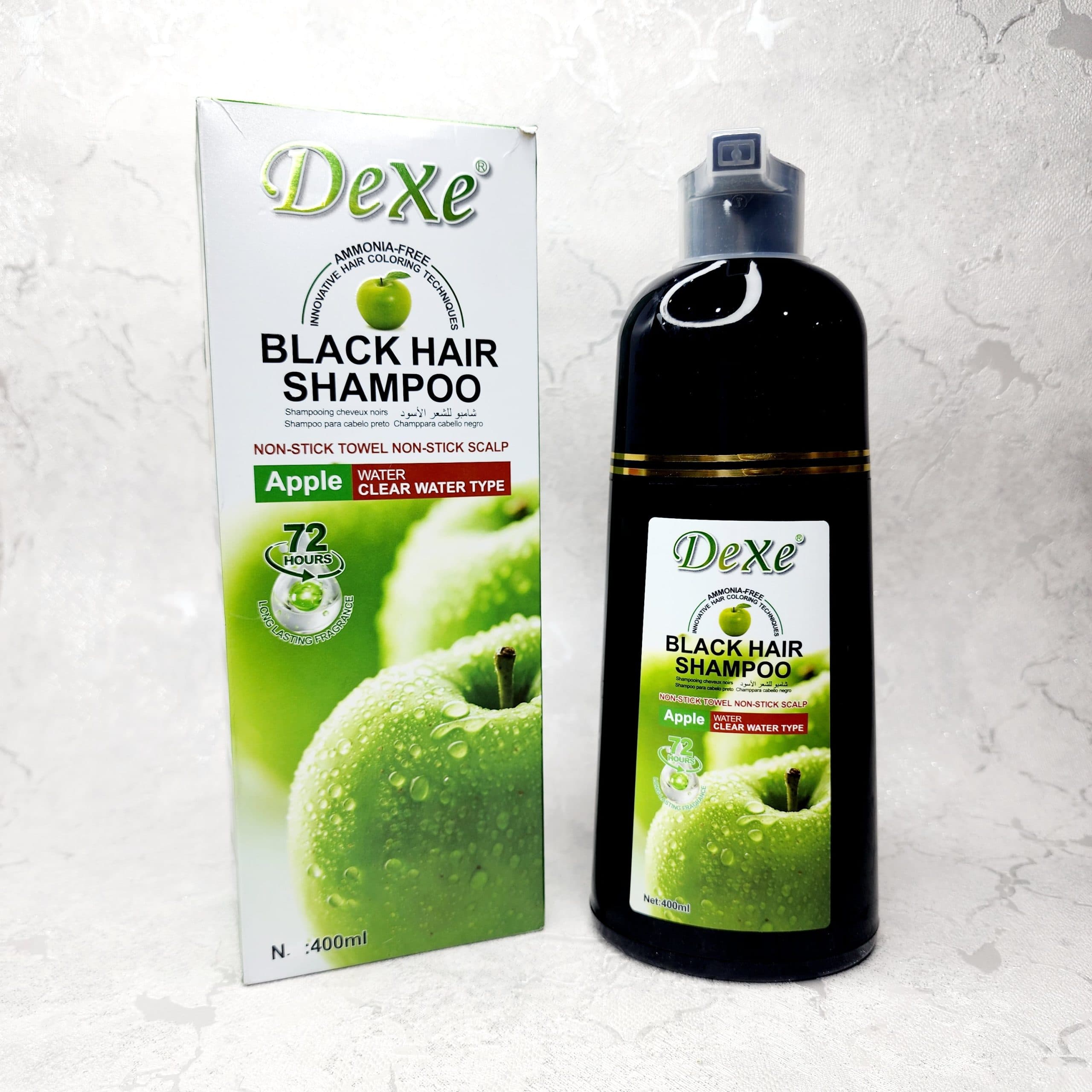 شامپو رنگ مشکی دکس حاوی عصاره سیب dexe black hair shampoo Apple حجم 400 میل