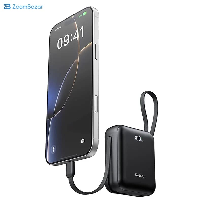 پاوربانک مک دودو 10000 میلی آمپر 22.5 وات مدل MC-862 دارای کابل Type‑C و Lightning متصل — تصویر ۶