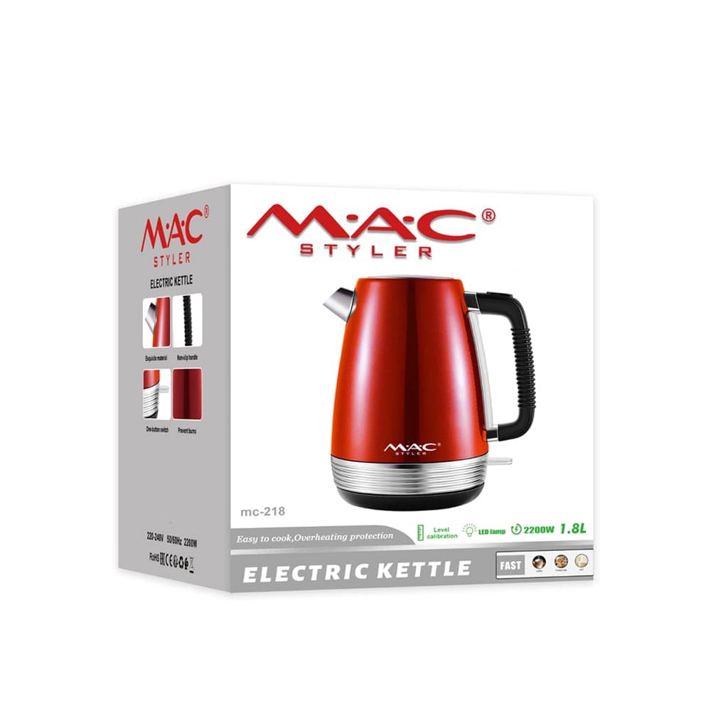 کتری برقی 2200 وات مک استایلر مدل MC-218 قرمز — تصویر ۵
