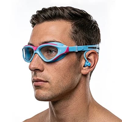 ست عینک و کوش گیر شنا AQUA DIVE 8027 | آبی روشن