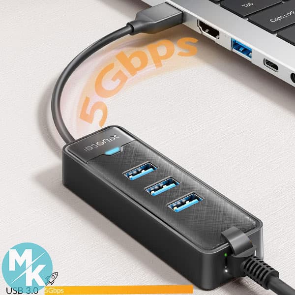 آداپتور اینترنت USB 3.0 هاب با RJ45 10/100/1000 برند IDSONIX مدل ED3UR — تصویر ۴