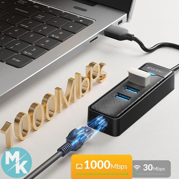 آداپتور اینترنت USB 3.0 هاب با RJ45 10/100/1000 برند IDSONIX مدل ED3UR — تصویر ۳