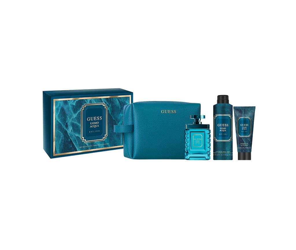 ست هدیه عطر ادکلن ۴ تکه مردانه گس Guess مدل Guess Uomo Acqua