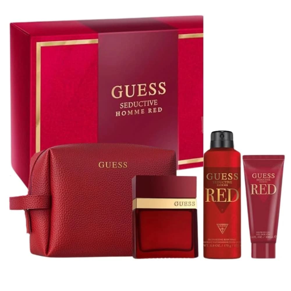 ست عطر ادکلن هدیه ۴ تکه مردانه گس Guess مدل Guess Seductive Red