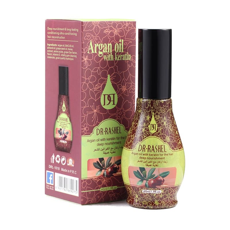 روغن مو آرگان و کراتین دکتر راشل مغذی ضد ریزش اورجینال حجم60میل DR.RASHEL Argan Oil with Kratin for the Hair Deep Nourishment — تصویر ۲