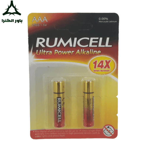 باتری نیم قلمی 1.5V آلکالاین رامیسل RUMICELL | کارت 2 عددی — تصویر ۵
