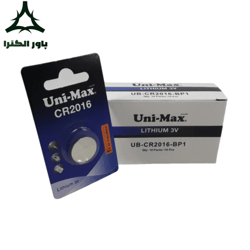باتری سکه ای CR2016 یونیمکس Uni-Max 3V | بسته 10 کارتی — تصویر ۲