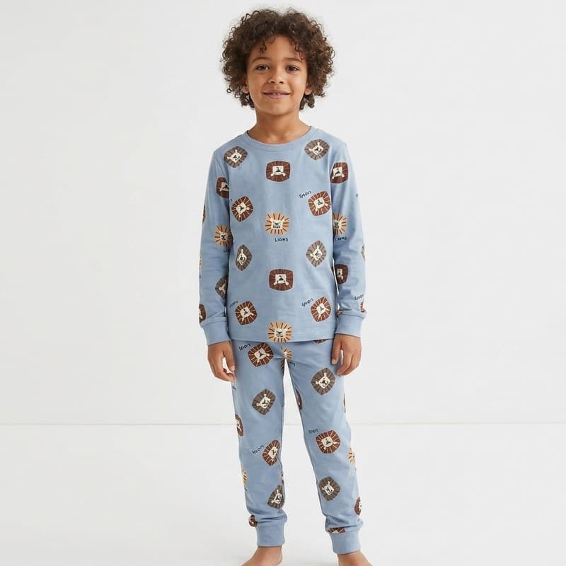 ست بلوز و شلوار راحتی پسرانه برند H&M طرح شیر