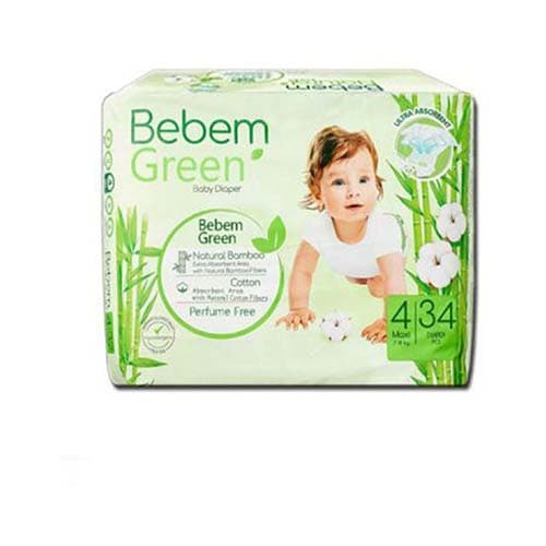 پوشک ببم سبز سایز 4 لارج بسته بندی 34 عددی Bebem Green diapers, size 4, Large, 34 pcs — تصویر ۴