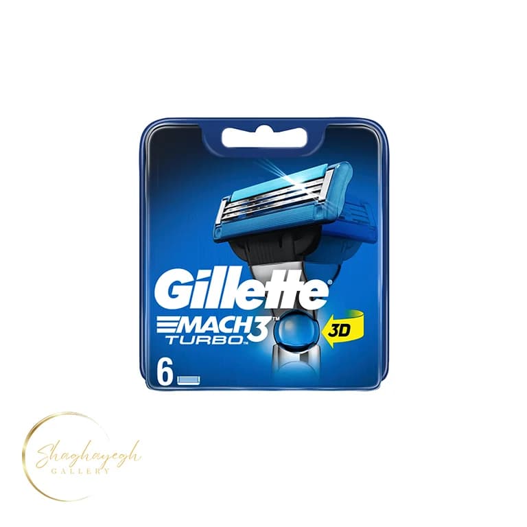 تیغ یدک خودتراش ۳ تیغه ژیلت مچ 3 توربو ۶ عددی Gillette Mach3 Turbo Replacement Cartridges 6 Pack