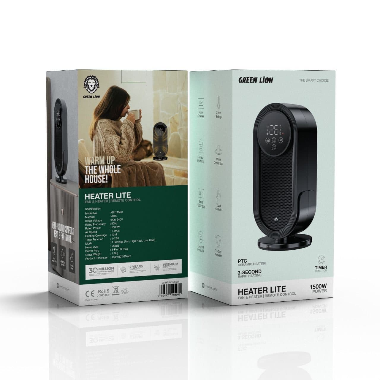 بخاری برقی و فن گرین لاین مدل GHT1500 Heater Lite — تصویر ۳