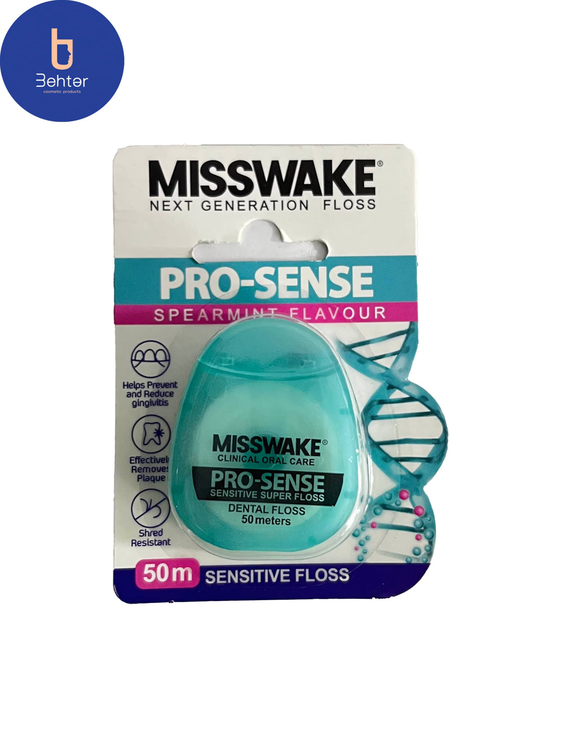 نخ دندان ضد حساسیت مدل پرو سنس میسویک 50 مترHypoallergenic dental floss Pro Sense Messwake 50 meters — تصویر ۲