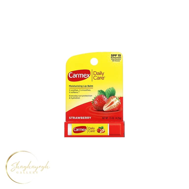 بالم لب مرطوب کننده محافظ SPF15 کارمکس توت فرنگی 4.25 گرم Carmex Daily Care Strawberry Moisturizing Lip Balm SPF15 4.25g