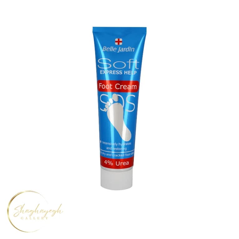 کرم ترمیم کننده ترک پا اوره ۴ درصد بل جاردین ۱۰۰ میل Belle Jardin Soft Express Help Foot Cream 4% Urea 100ml