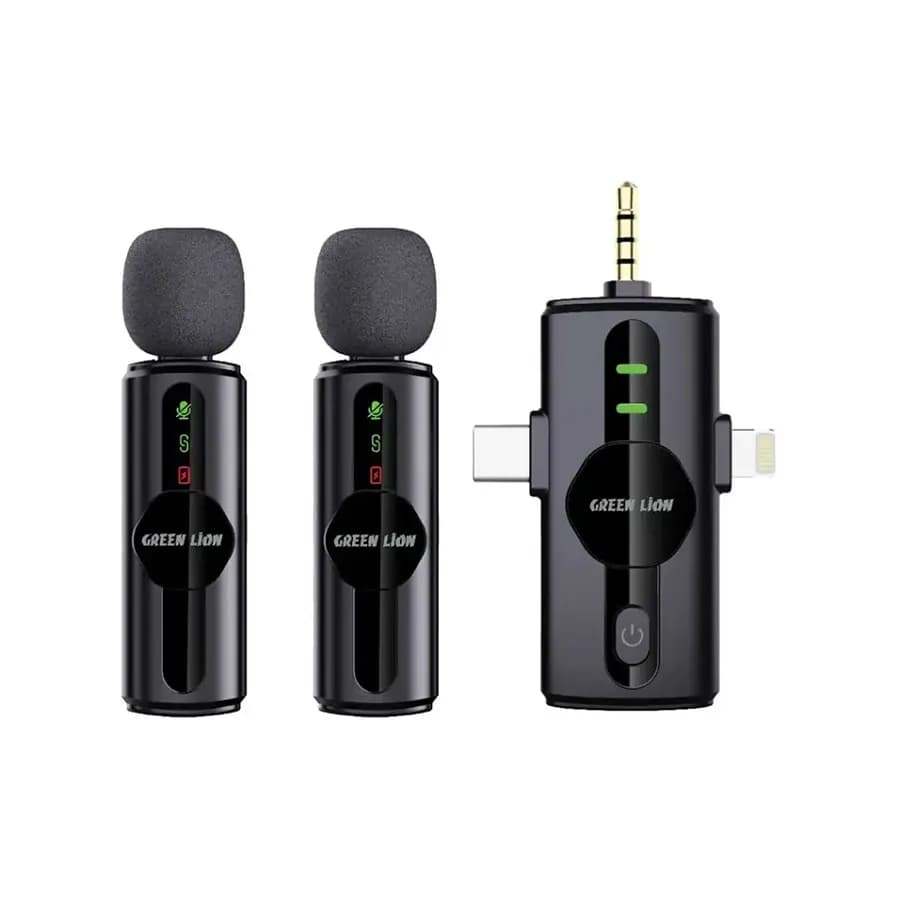 میکروفون یقه‌ ای ۲ فرستنده وایرلس گرین لاین مدل GM-80X