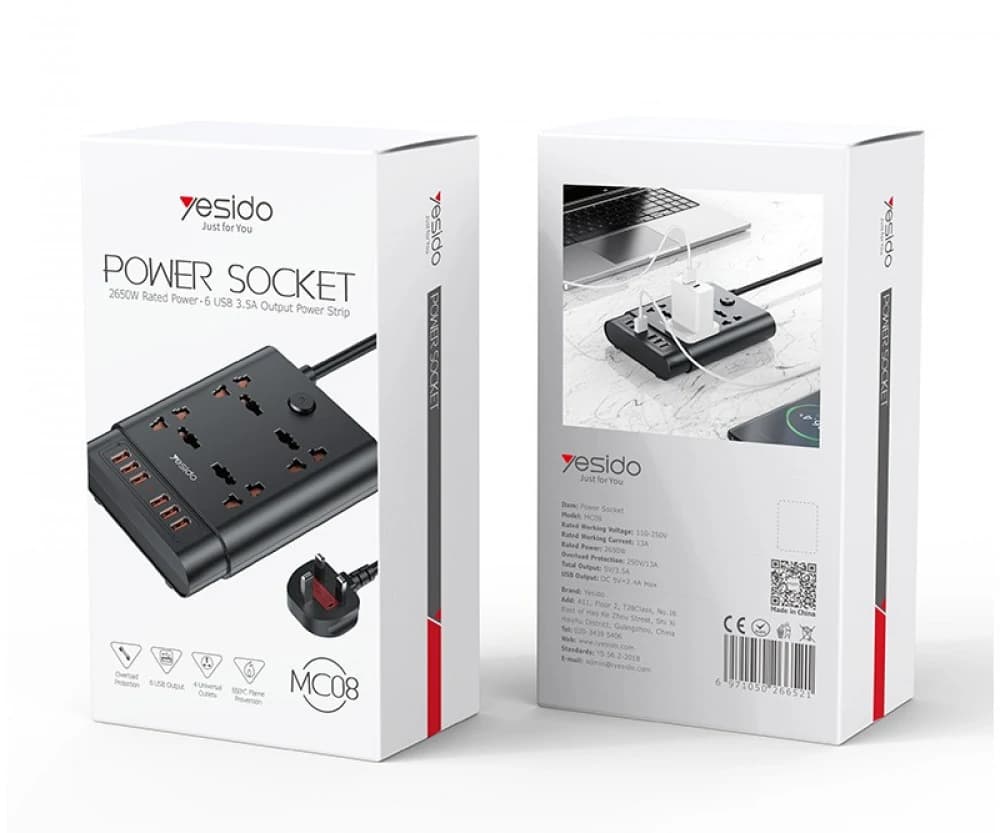 چند راهی برق یسیدو مدل Yesido MC08 با حداکثر توان 2650W — تصویر ۳
