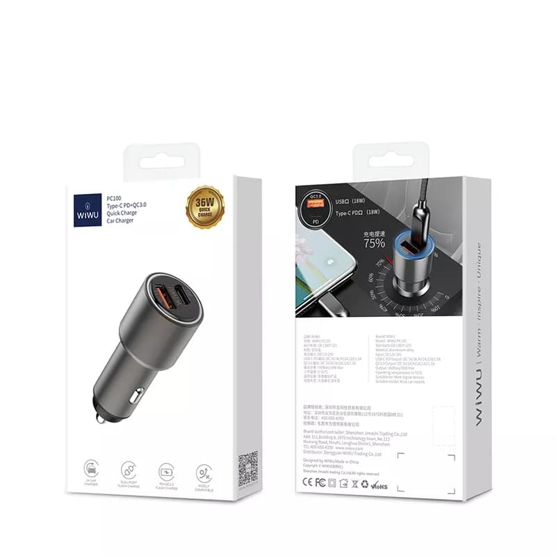 شارژر فندکی ویوو WiWU Car Fast Charger PC100 با توان 36W — تصویر ۷