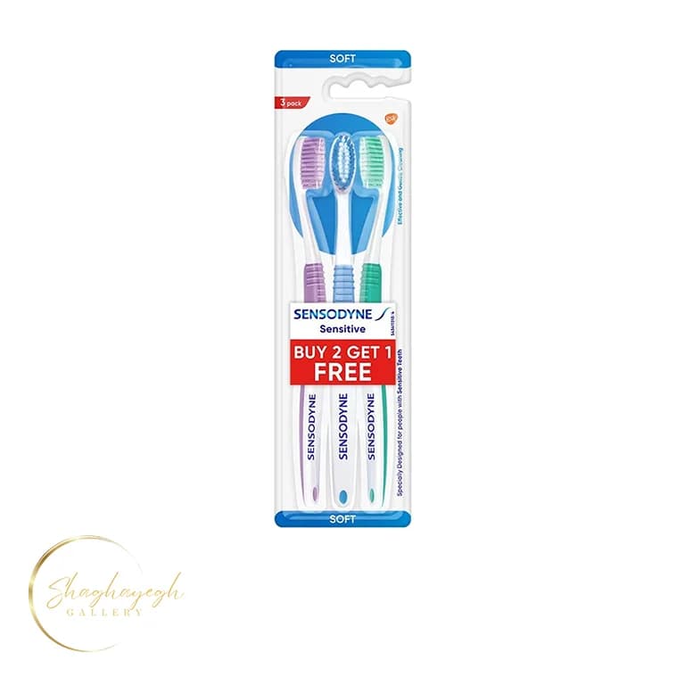 مسواک نرم مناسب دندان‌های حساس سنسوداین 3 عددی Sensodyne Sensitive Soft Toothbrush 3 Pack
