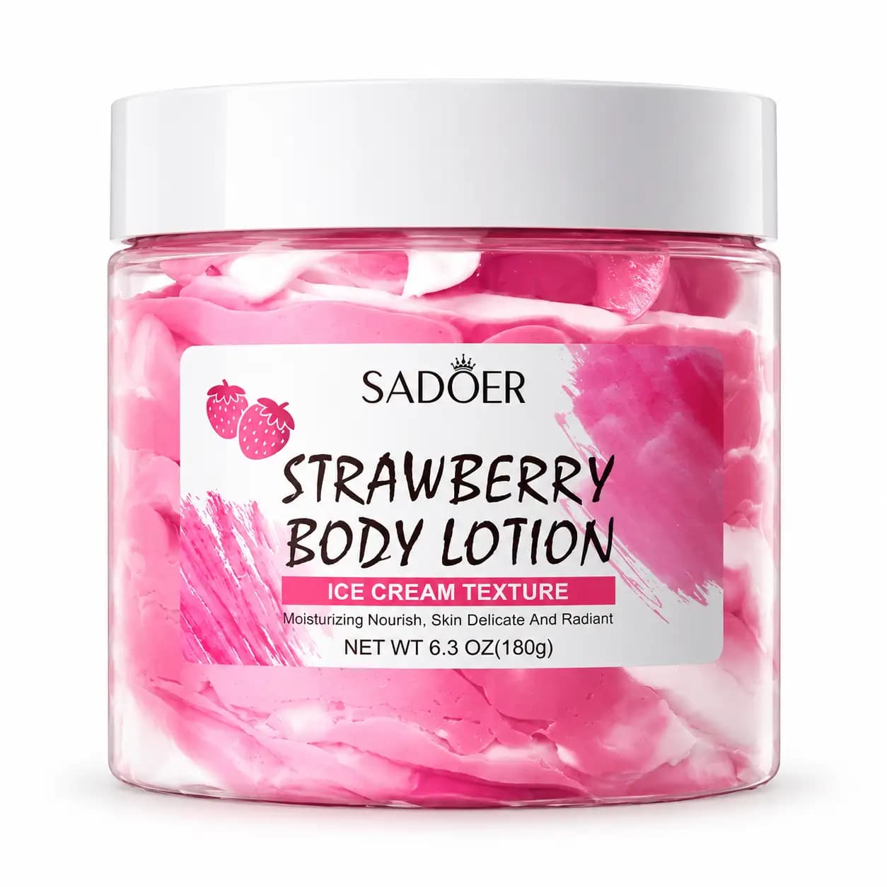 لوسیون بستنی بدن سادور SADOER مدل Strawberry با رایحه توت فرنگی حجم 180 گرم — تصویر ۶