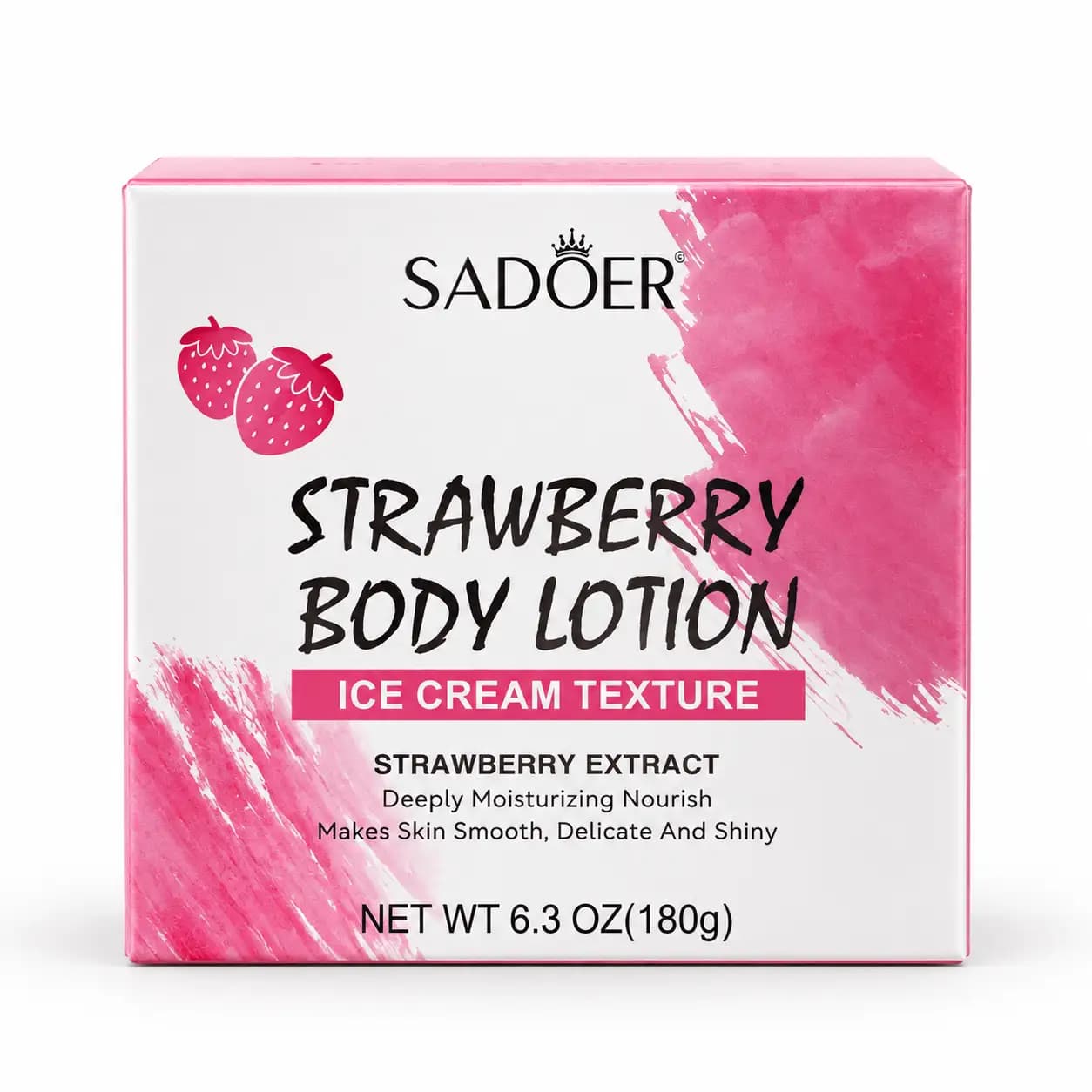 لوسیون بستنی بدن سادور SADOER مدل Strawberry با رایحه توت فرنگی حجم 180 گرم — تصویر ۷