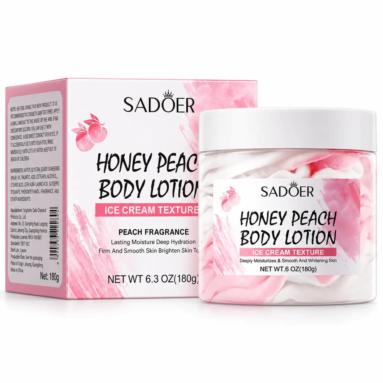 لوسیون بستنی بدن سادور SADOER مدل Honey Peach با رایحه هلو عسل حجم 180 گرم