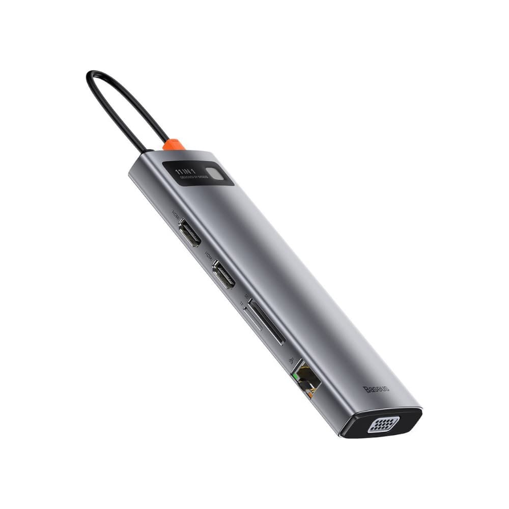 هاب 11 پورت بیسوس Baseus Metal Gleam 11 in 1 Multifunctional Type-C HUB CAHUB-CT0G توان 100 وات