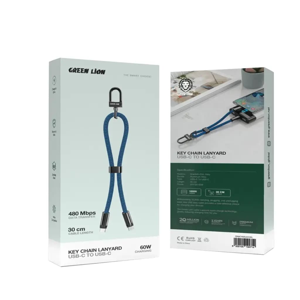 کابل تایپ سی به تایپ سی گرین لاین مدل keychain lanyard — تصویر ۹