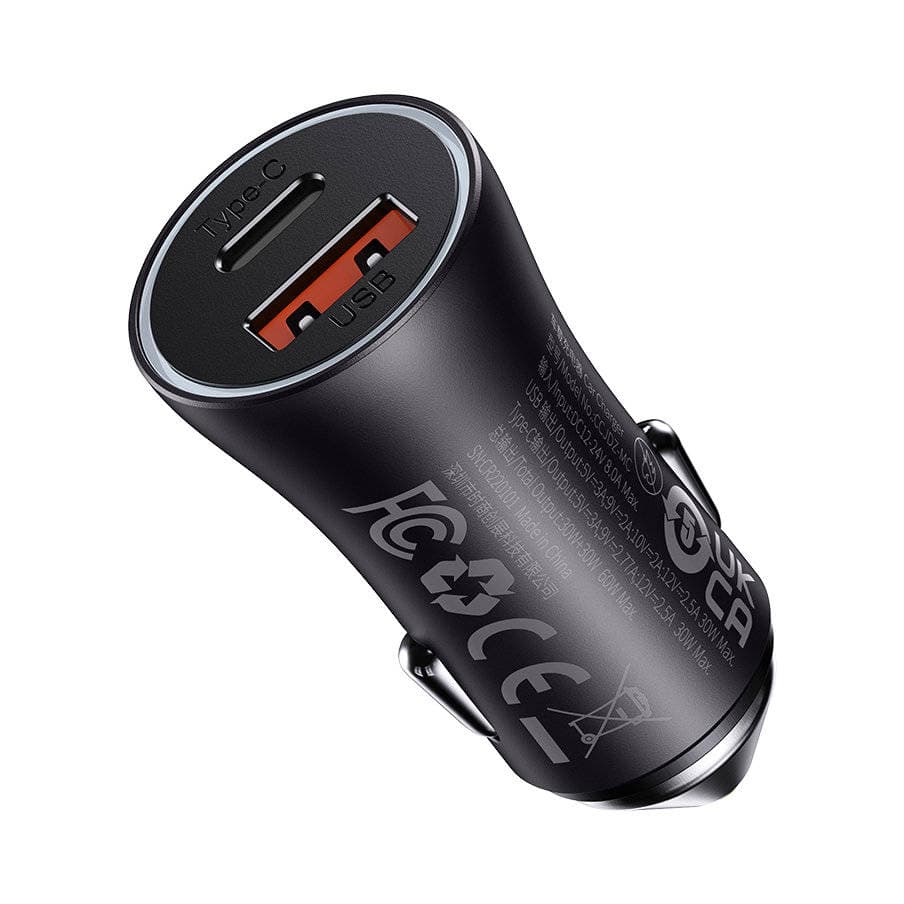 شارژر فندکی بیسوس مدل Baseus Golden Contactor Max Dual Fast Charger Car Charger U+C CGJM000103 با توان 60W — تصویر ۴