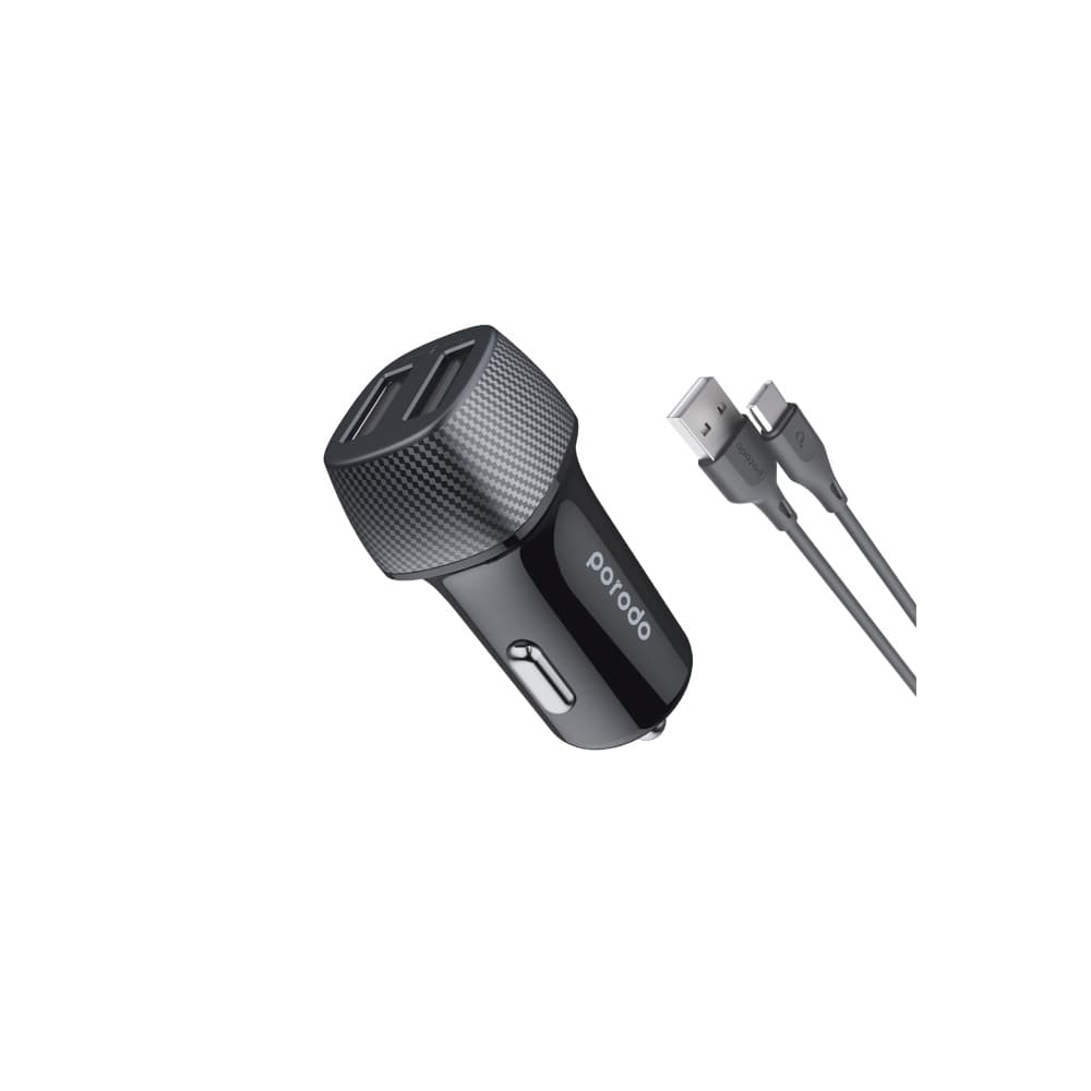 شارژر فندکی داخل خودرو پرودو Porodo PD-34CCV2C-BK به همراه کابل تایپ سی