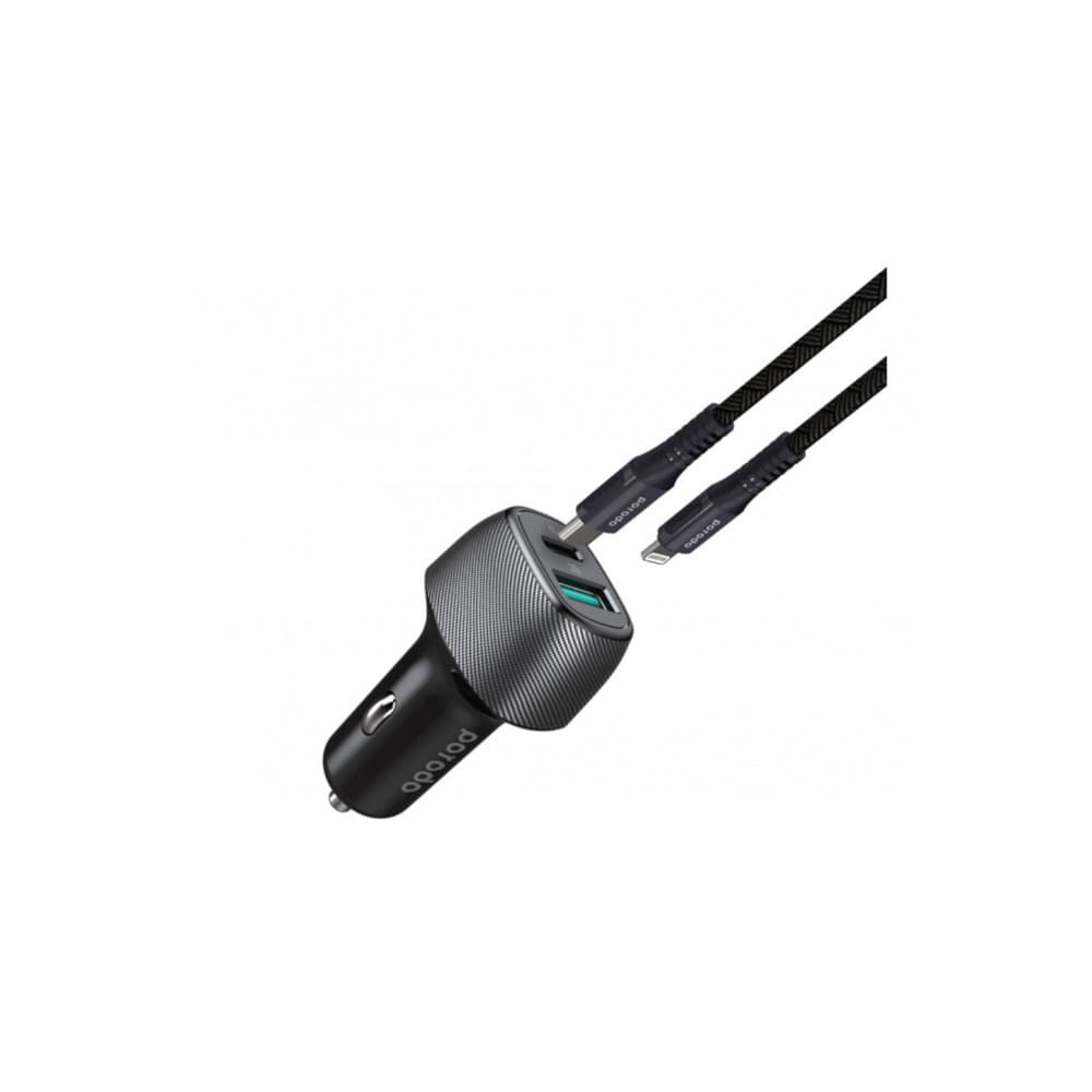 شارژر فندکی داخل خودرو پرودو Porodo PD-DC26-BK حداکثر توان خروجی 38W به همراه کابل تایپ سی به لایتنینگ — تصویر ۶