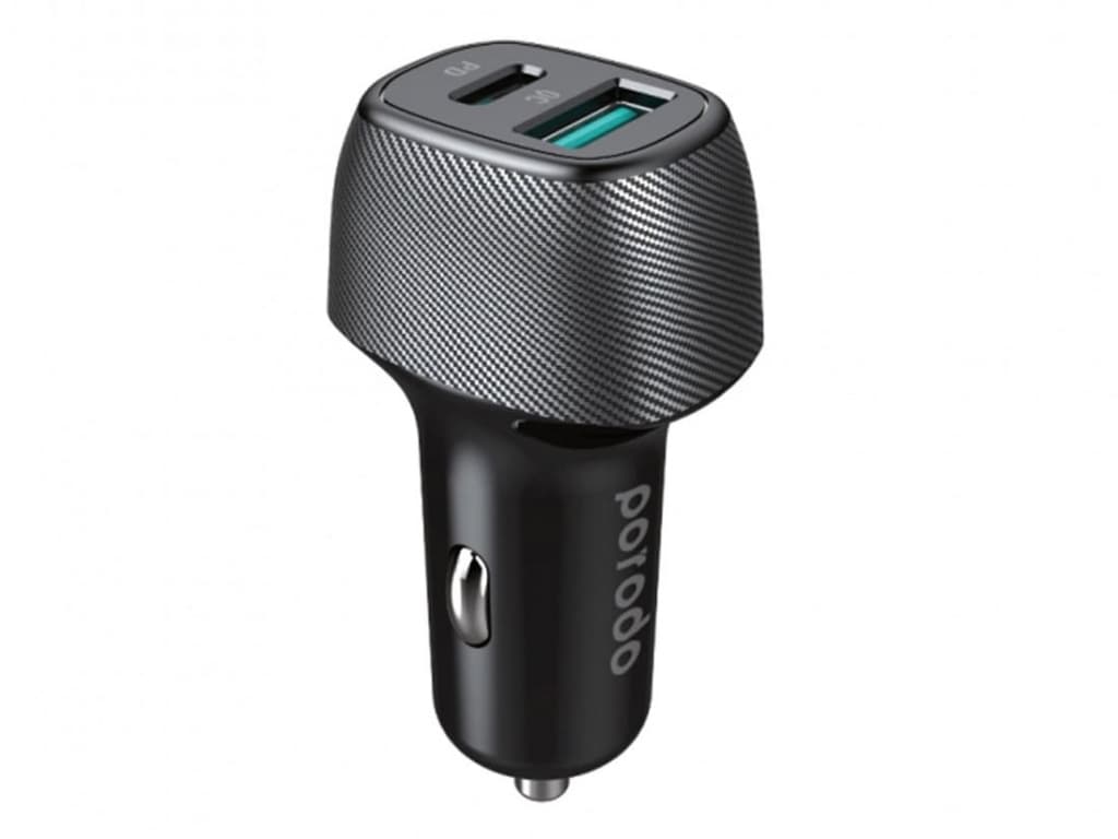 شارژر فندکی داخل خودرو پرودو Porodo PD-DC26-BK حداکثر توان خروجی 38W به همراه کابل تایپ سی به لایتنینگ — تصویر ۳
