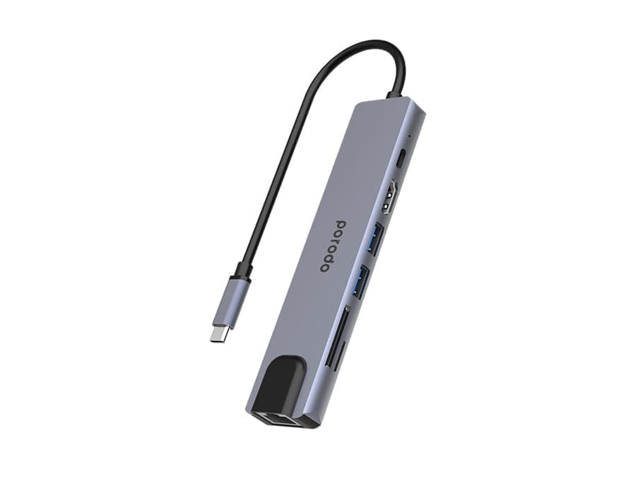 هاب تایپ سی 7 پورت پرودو Porodo 7 in 1 Aluminum USB-C Hub PD-4K71C — تصویر ۸