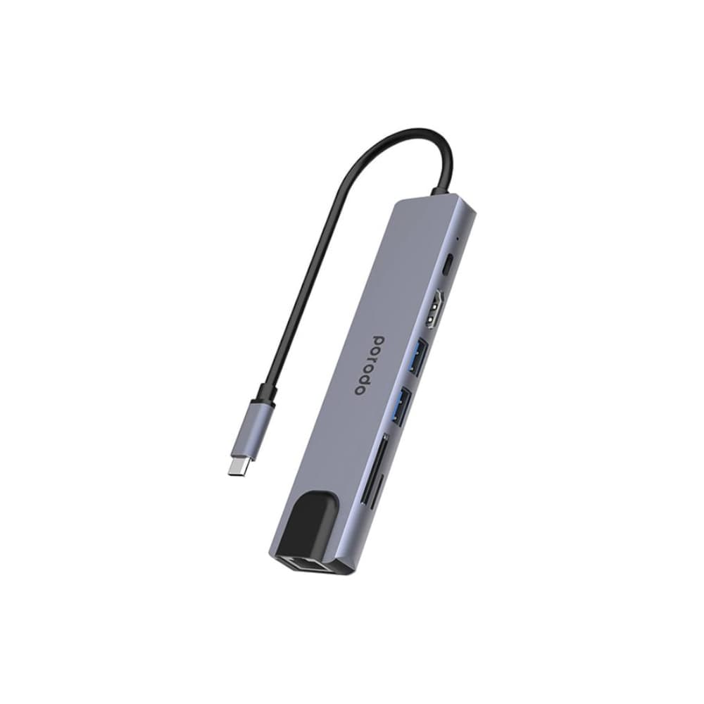هاب تایپ‌ سی 7 پورت پرودو Porodo 7 in 1 Aluminum USB-C Hub PD-4K71C