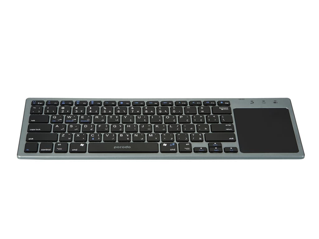 کیبورد بلوتوثی دارای تاچ‌پد پرودو Porodo PD-WKBTP-GY Keyboard With TouchPad — تصویر ۳